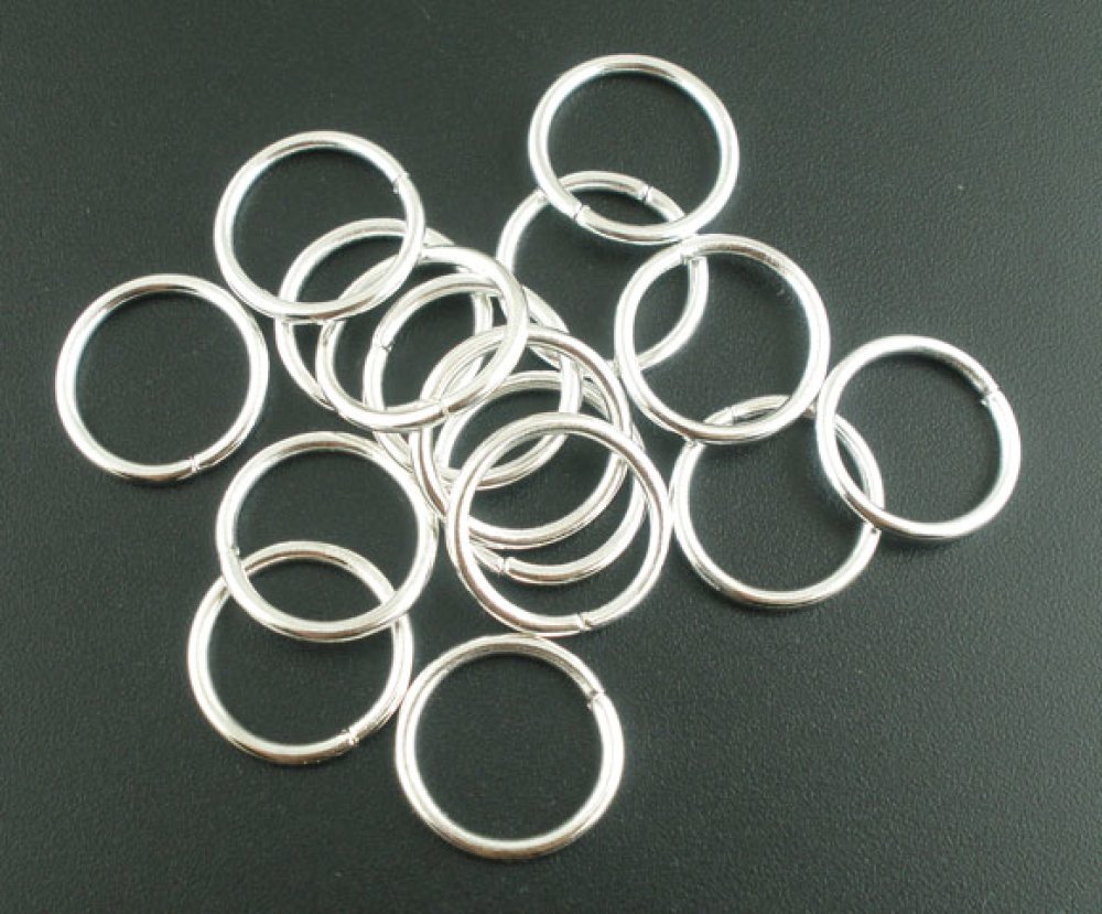 100 Verbindungsringe dick offen 16 mm Silber