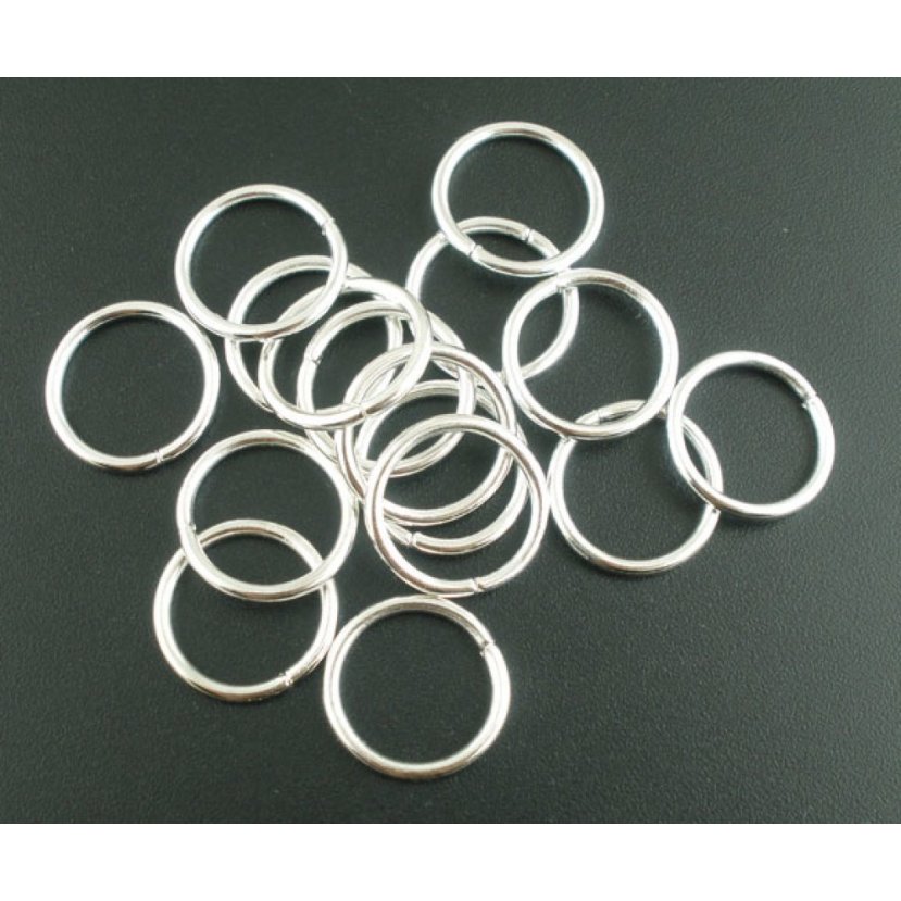 100 Verbindungsringe dick offen 16 mm Silber