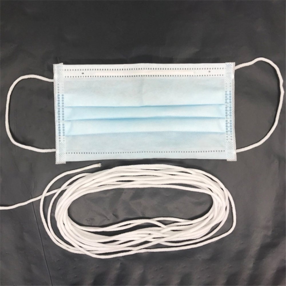 100 Meter Elastische Maskenmaske Polyester rund 3 mm Weiß