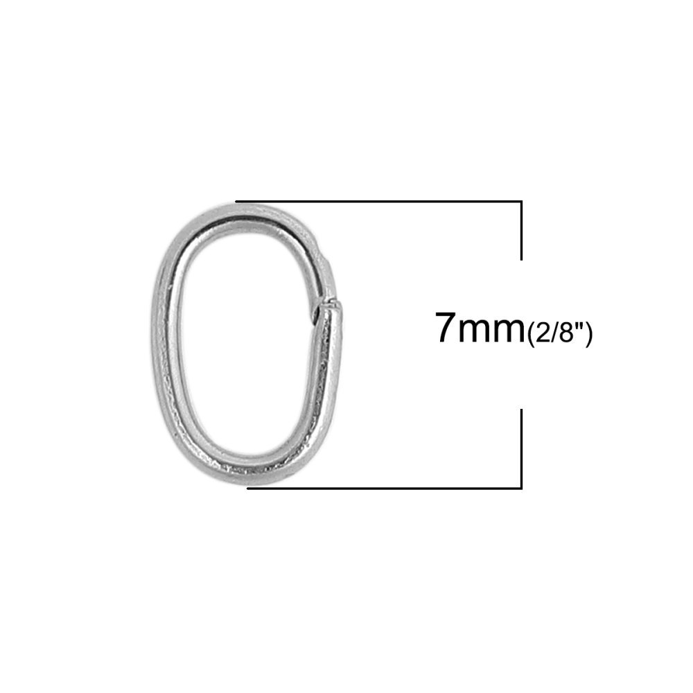 10 offene ovale Verbindungsringe 07 X 4 mm Edelstahl