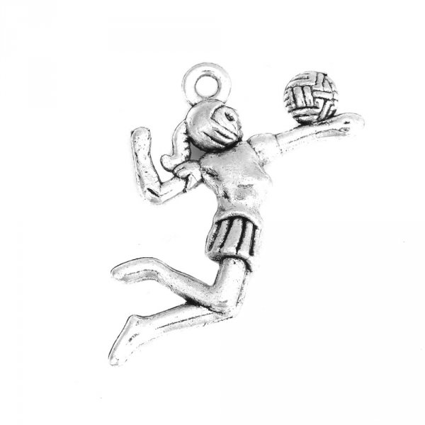 10 Breloques sport volley-ball argent N&deg;01