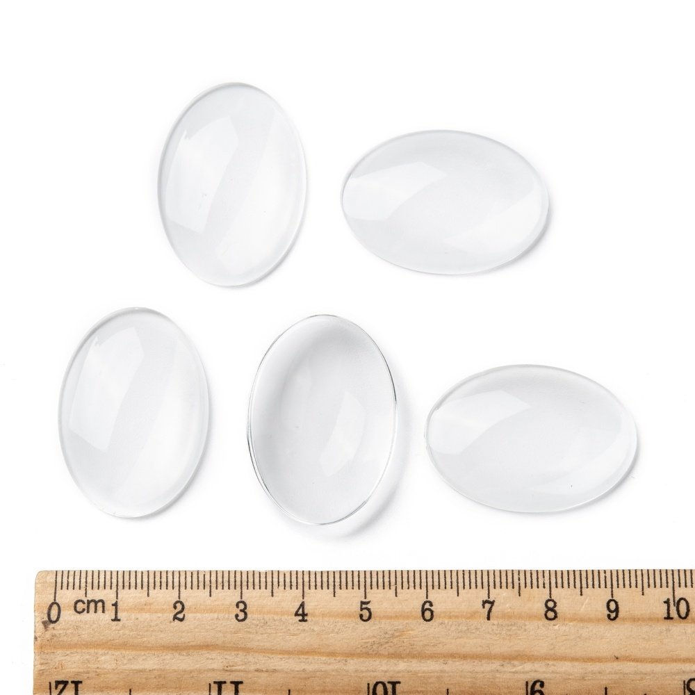 10 Cabochons Ovale 25 x 35 mm aus transparentem Lupenglas Nr. 20