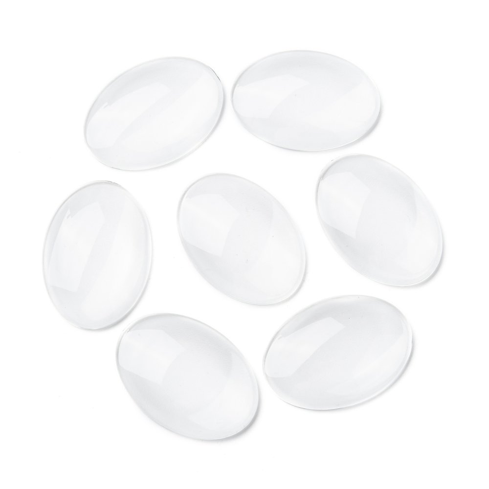 10 Cabochons Ovale 25 x 35 mm aus transparentem Lupenglas Nr. 20