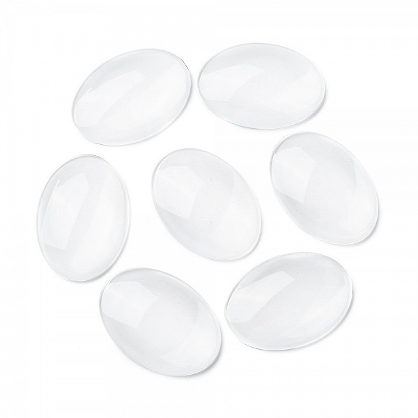 10 Cabochons Ovale 25 x 35 mm aus transparentem Lupenglas Nr. 20