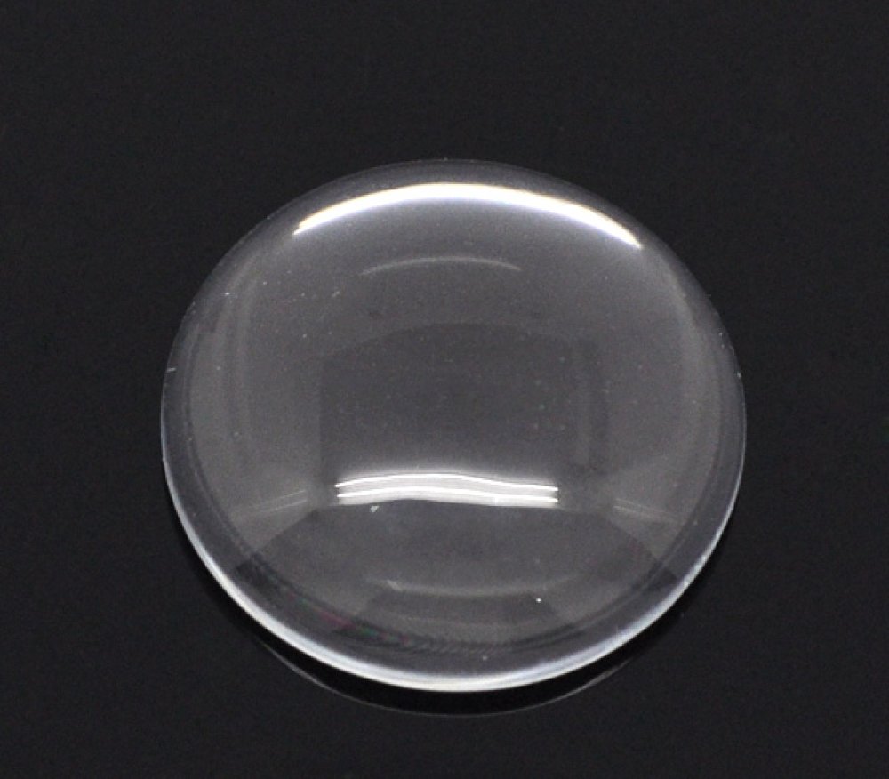 10 Cabochons Rund 25 mm aus transparentem Lupenglas Nr. 11 Standard