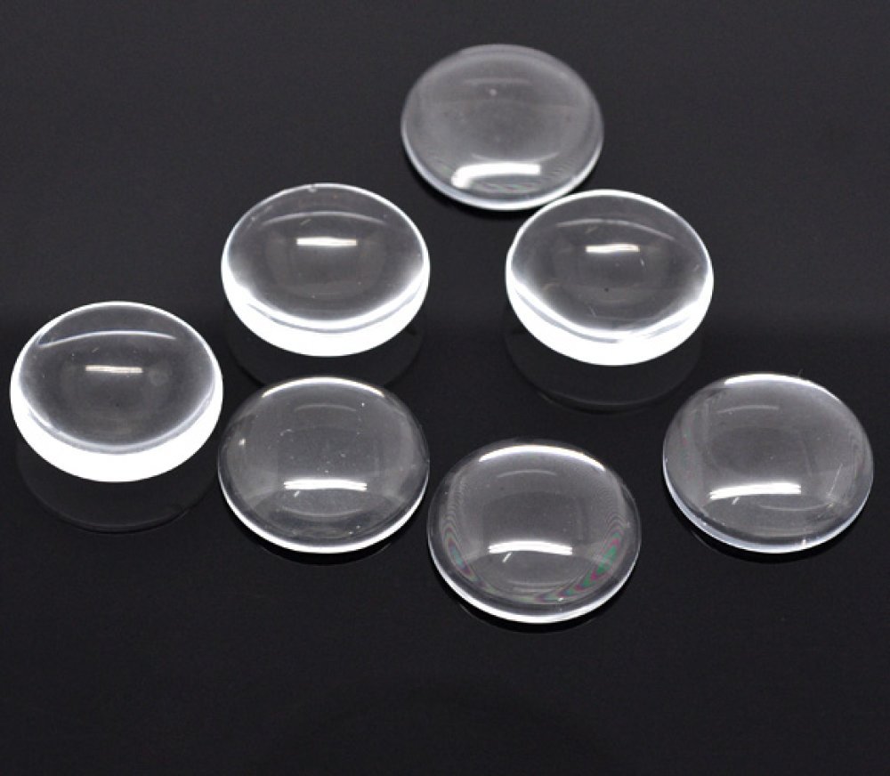 10 Cabochons Rund 25 mm aus transparentem Lupenglas Nr. 11 Standard