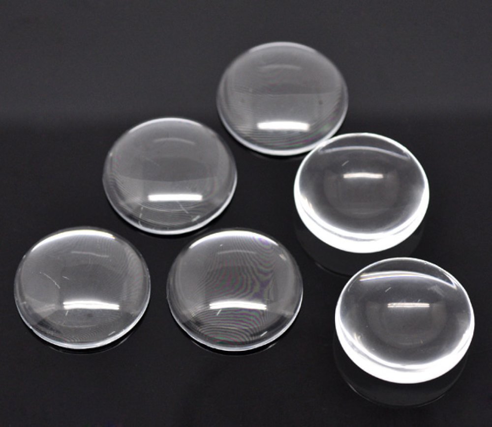 10 Cabochons Rund 30 mm aus transparentem Lupenglas Nr. 13