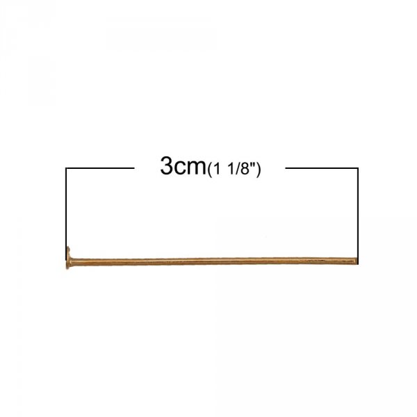 10 N&auml;gel 30 mm Flachkopf vergoldet 14K