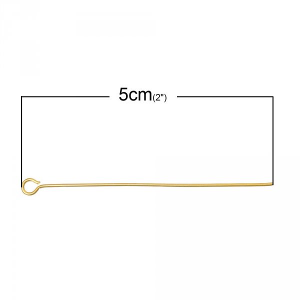 10 N&auml;gel 50 mm Augenkopf vergoldet 18K