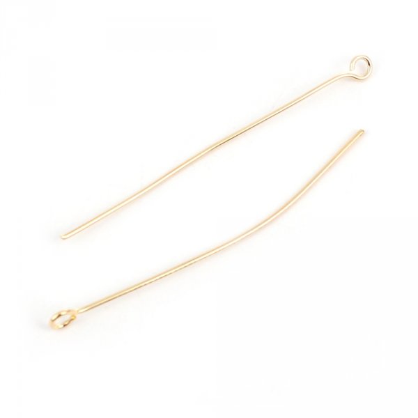 10 N&auml;gel 50 mm Augenkopf vergoldet 18K