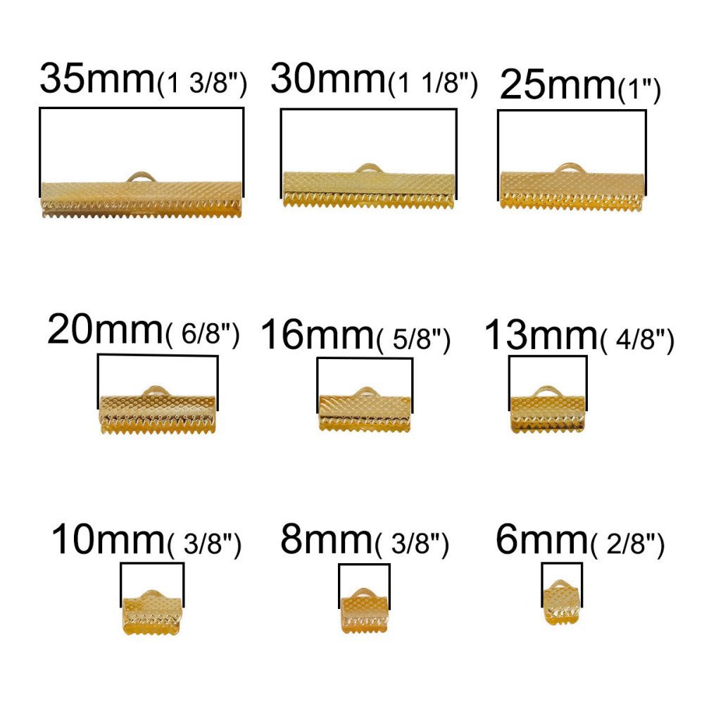 10 Krallenendstücke für Kordel 20 x 08 mm Vergoldet