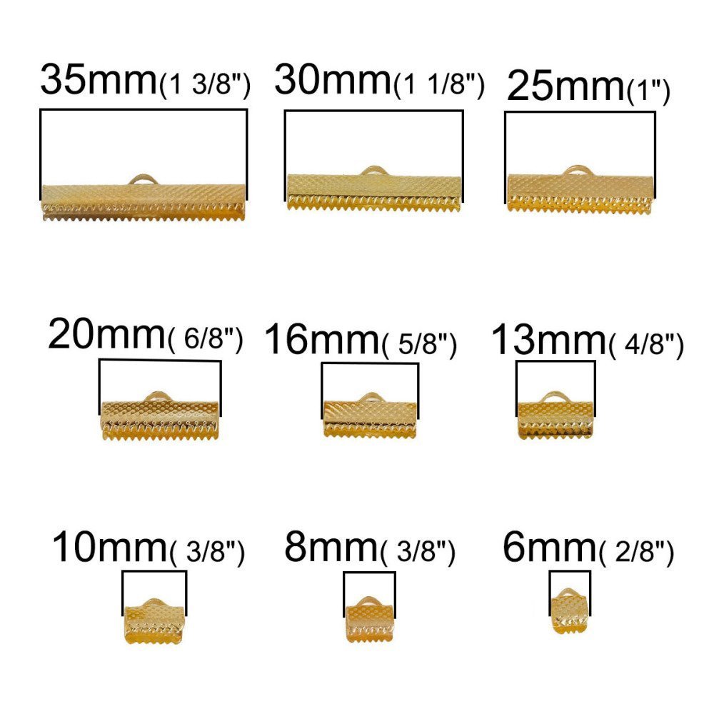 10 Krallenendstücke für Kordel 20 x 08 mm Vergoldet