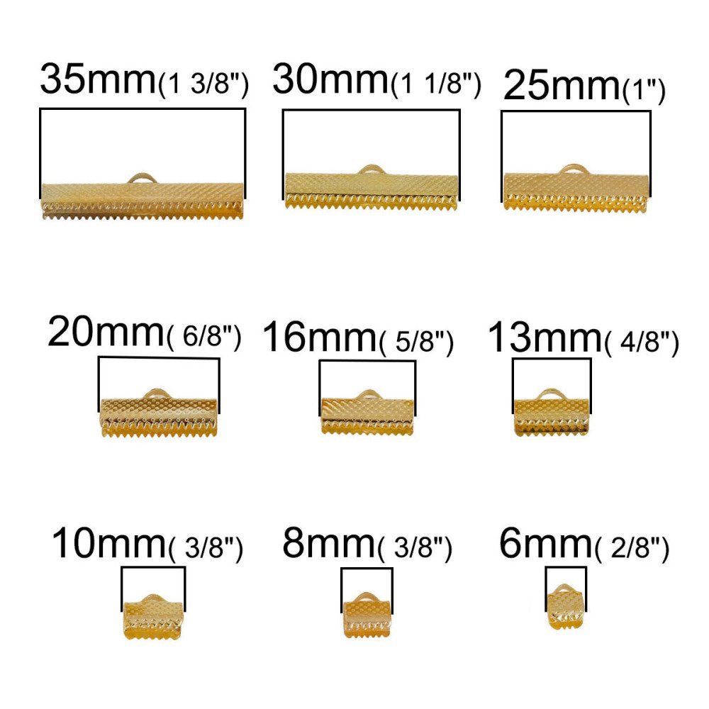 10 Krallenendstücke für Kordel 30 x 08 mm Vergoldet