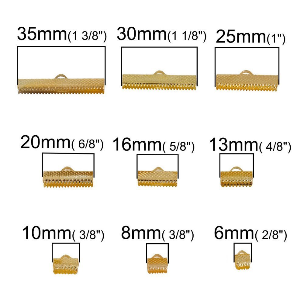 10 Krallenendstücke für Kordel 30 x 08 mm Vergoldet