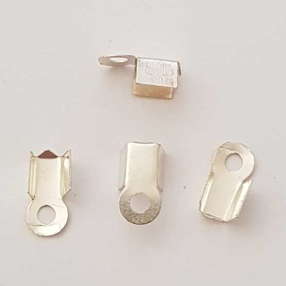 10 Embouts à coller Serres Cordons Argent 4 x 4 mm N°01