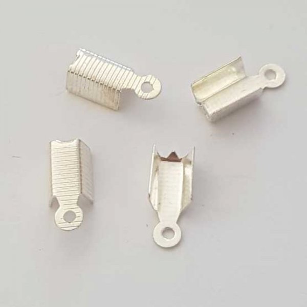 10 Embouts &agrave; coller Serres Cordons Argent 8 x 5 mm N&deg;02
