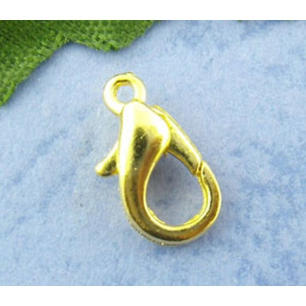 10 Karabinerverschl&uuml;sse 12 x 07 mm goldfarben