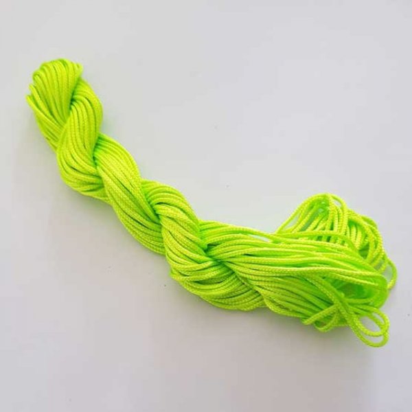 10 M&egrave;tres de Cordons 2 mm Nylon Tress&eacute;s Vert Fluo