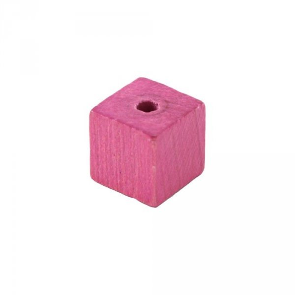 10 Holzperlen W&uuml;rfel/Quadrat 10 mm Rosa Lebendig