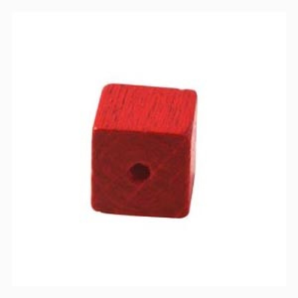 10 Holzperlen Würfel/Quadrat 10 mm Rot