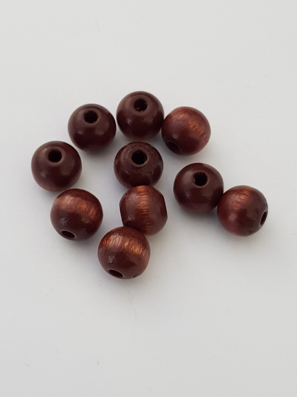 10 Perles Bois ronde 08 mm Marron N°01