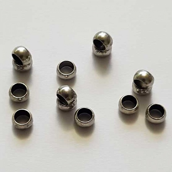 10 Perles &agrave; &eacute;craser de 3 mm argent Vieilli