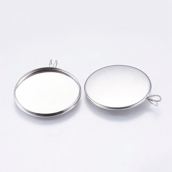 10 Cabochon-Halter 25mm Antiksilber, Edelstahl