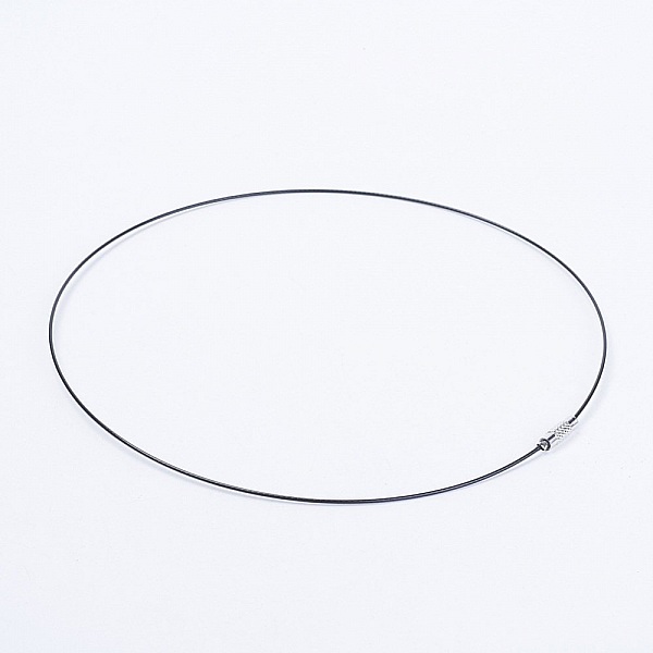 10 colliers tour de cou fil c&acirc;bl&eacute; rigide noir fermoir &agrave; visser N&deg;01