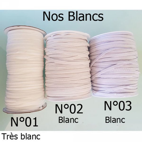 10 Meter elastisches Band flach wei&szlig; 5 mm Nr. 03