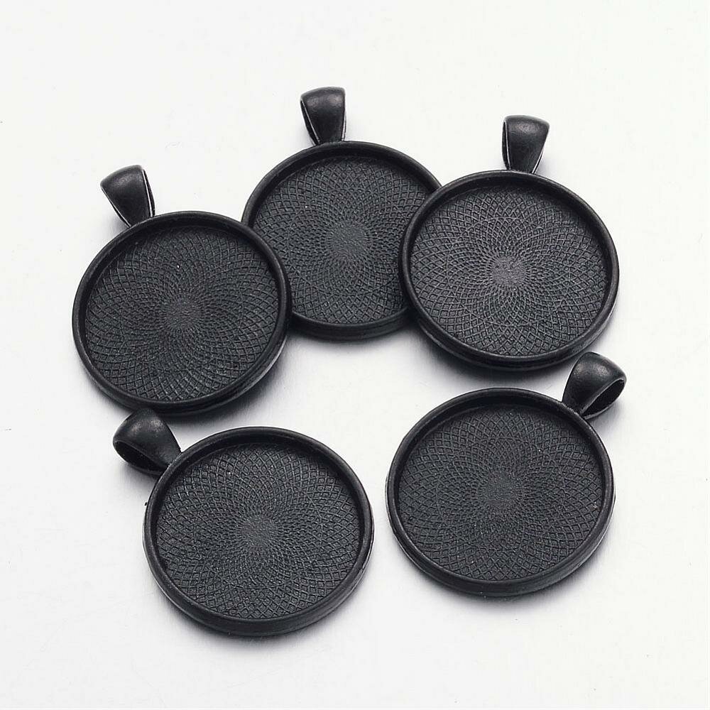 10 Halterungen Cabochons 25mm schwarz, Anhänger Cabochons 16NR