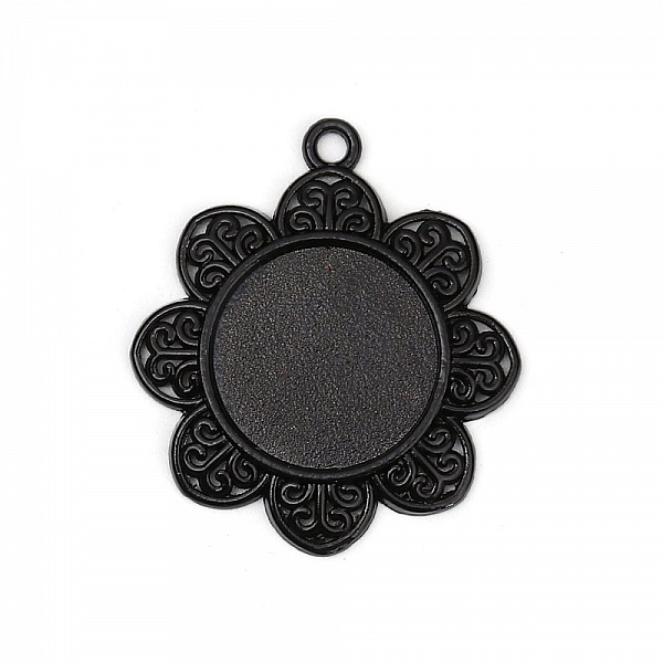 10 Cabochon-Halterungen 20mm Schwarz, Cabochon-Anh&auml;nger 8500