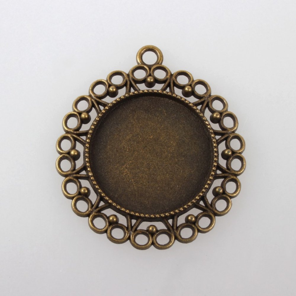 10 Halterungen Cabochons 25 mm Bronze, Anhänger Cabochons 118AB 