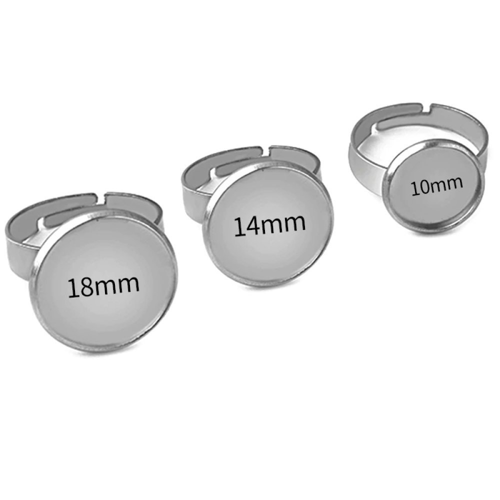 10 supports cabochons bague de 25 mm Argent N°04