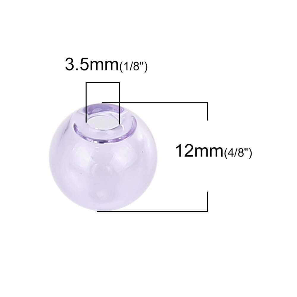 1 Runde Glaskugel zum Füllen 12mm Violett
