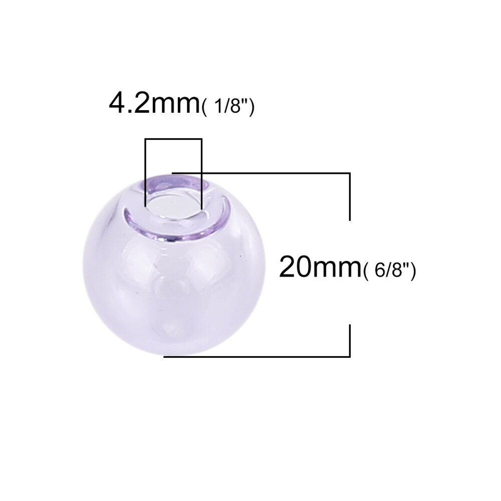 1 Runde Glaskugel zum Füllen 20mm Violett