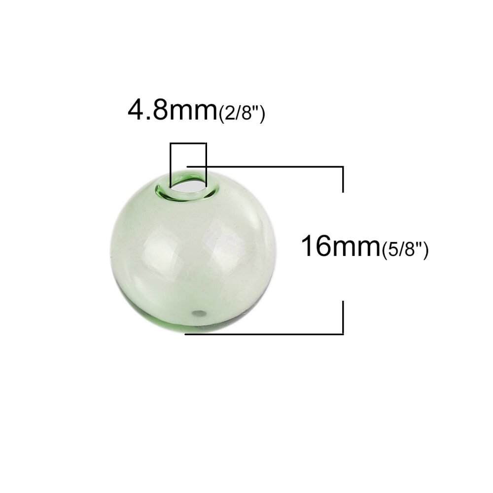 1 Runde Glaskugel zum Füllen 16mm Grün