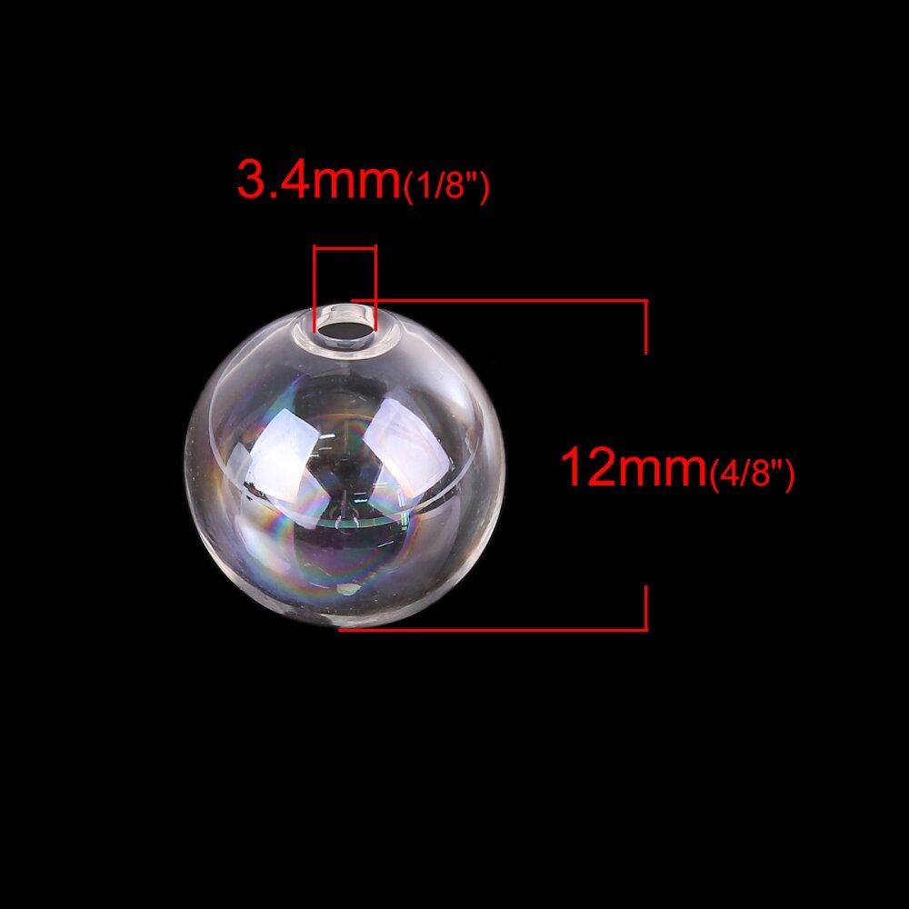 1 Runde Glaskugel zum Füllen 12mm AB Transparent