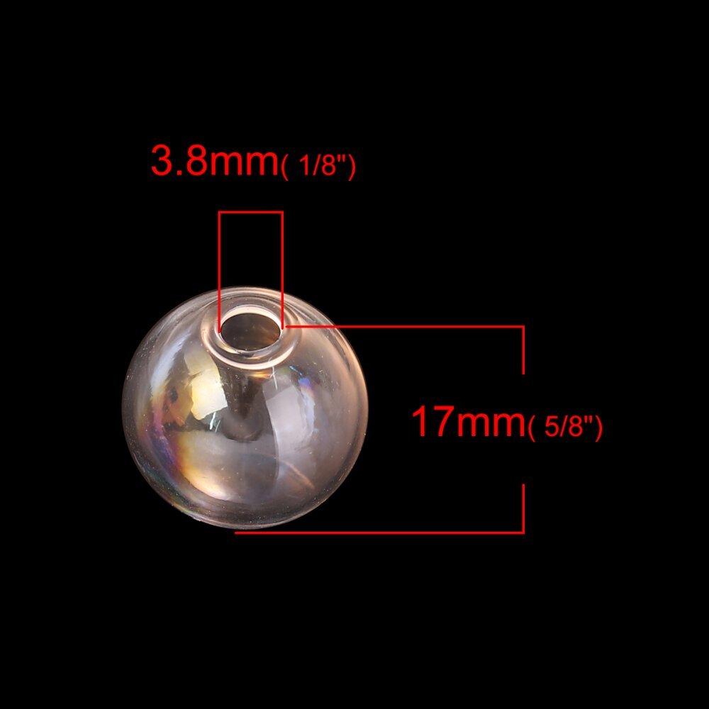 1 Runde Glaskugel zum Füllen 17mm AB Transparent