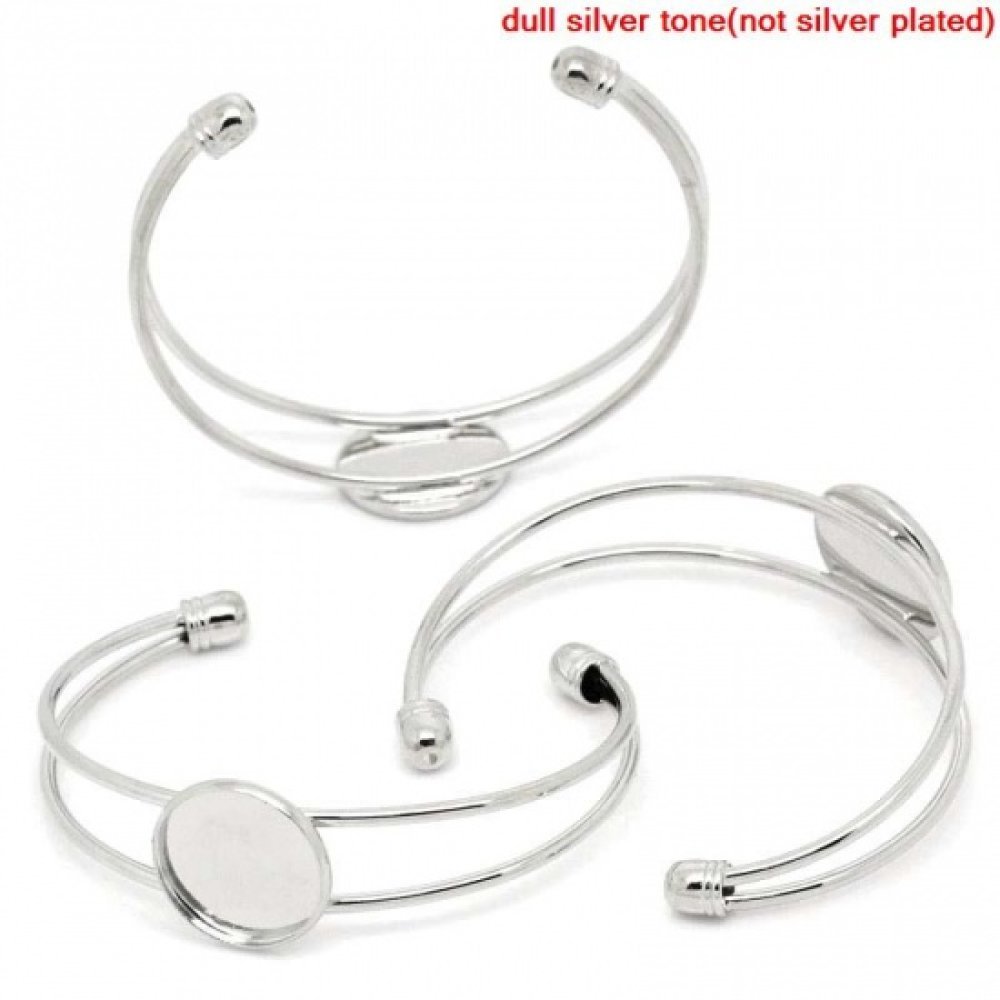 1 Armband Träger Cabochon rund + 1 Cabochon Glas 18 mm Nr. 01