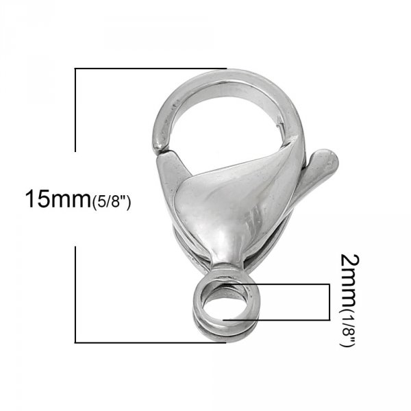 1 Verschluss Edelstahl Karabinerhaken 15 x 9 mm
