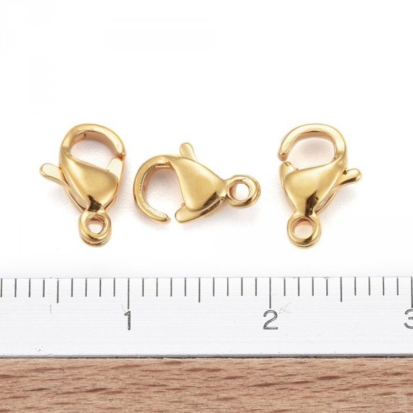 1 Verschluss Edelstahl vergoldet 24K Karabinerhaken 9 x 6 mm Vergoldet