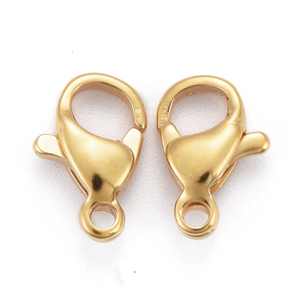 1 Fermoir Acier Inoxydable Plaqué Or 24K Mousqueton 10 x 6 mm Doré