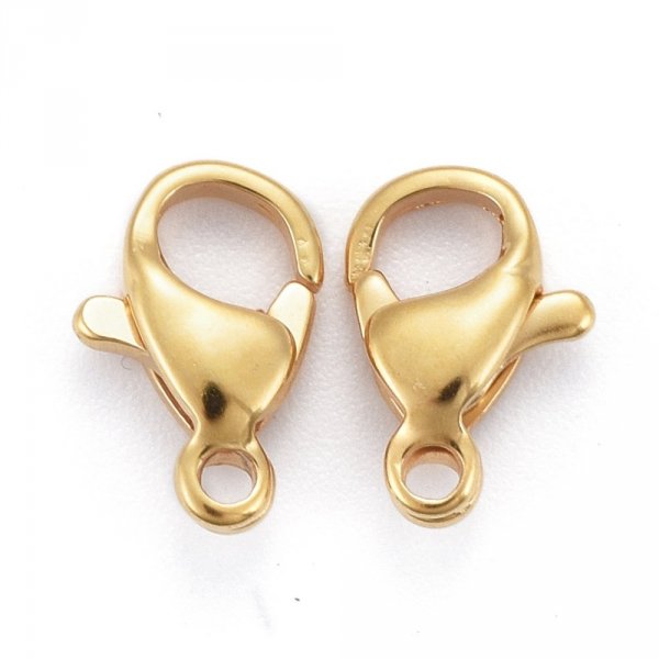 1 Fermoir Acier Inoxydable Plaqu&eacute; Or 24K Mousqueton 10 x 6 mm Dor&eacute;