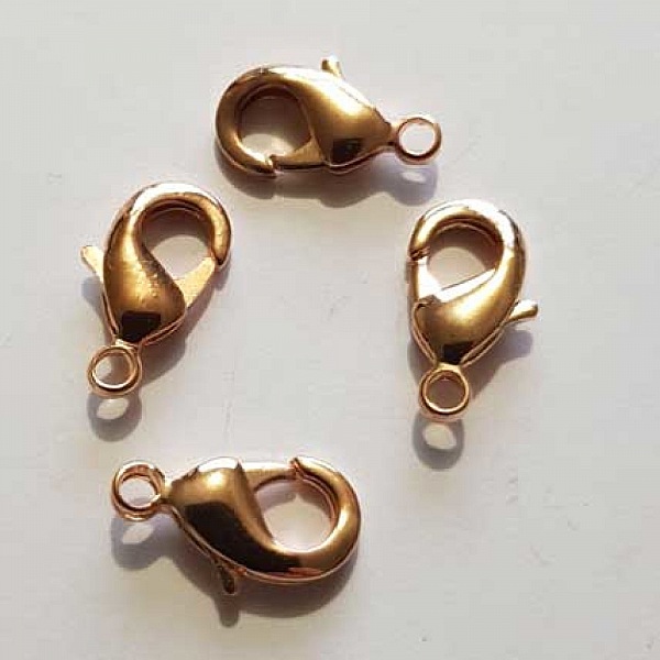 1 Karabinerverschluss 15 x 08 mm Vergoldet Ros&eacute;