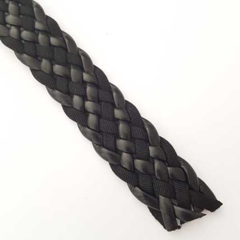 1 Meter geflochtenes Leder N°01 schwarz 30 mm