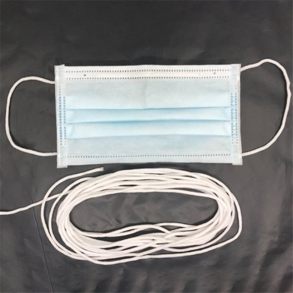 1 Meter Elastische Maskenmaske Polyester rund 2 mm Wei&szlig;