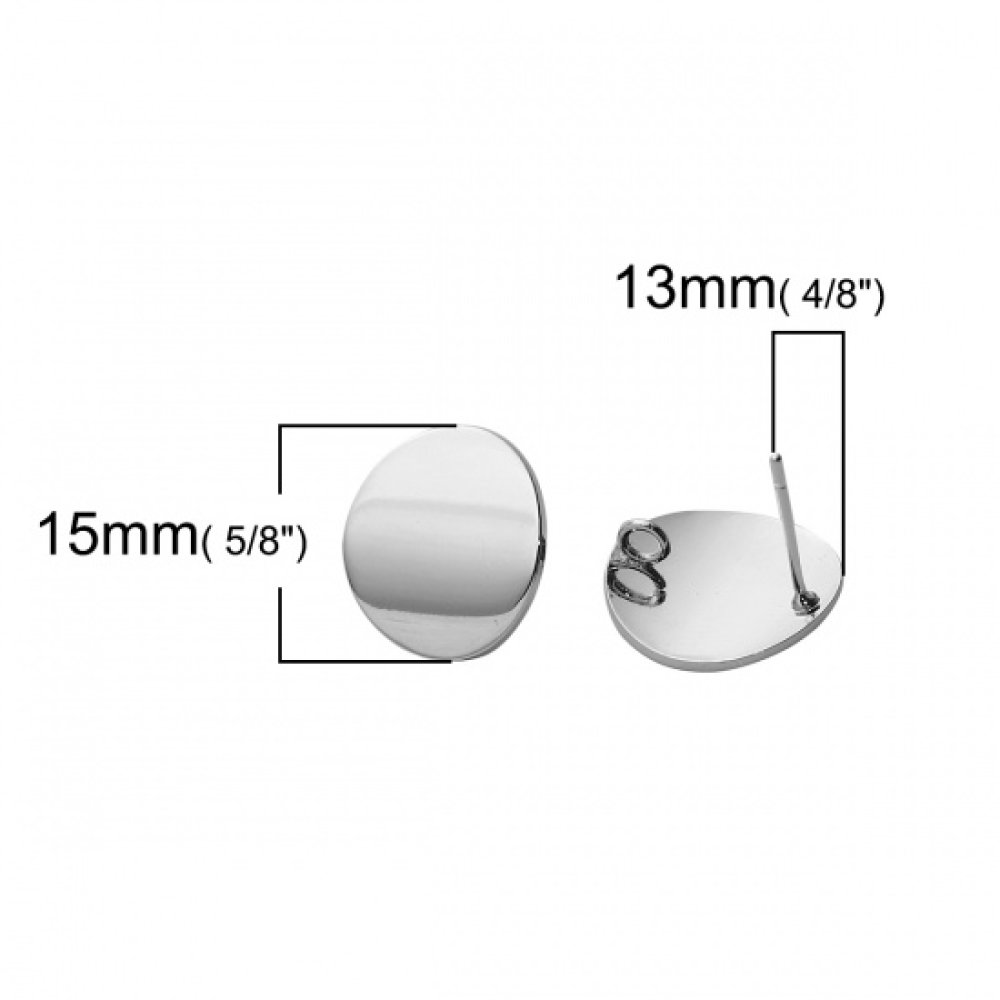 1 Paar Ohrringe Chip rund Plateau 16 mm Platin beschichtet