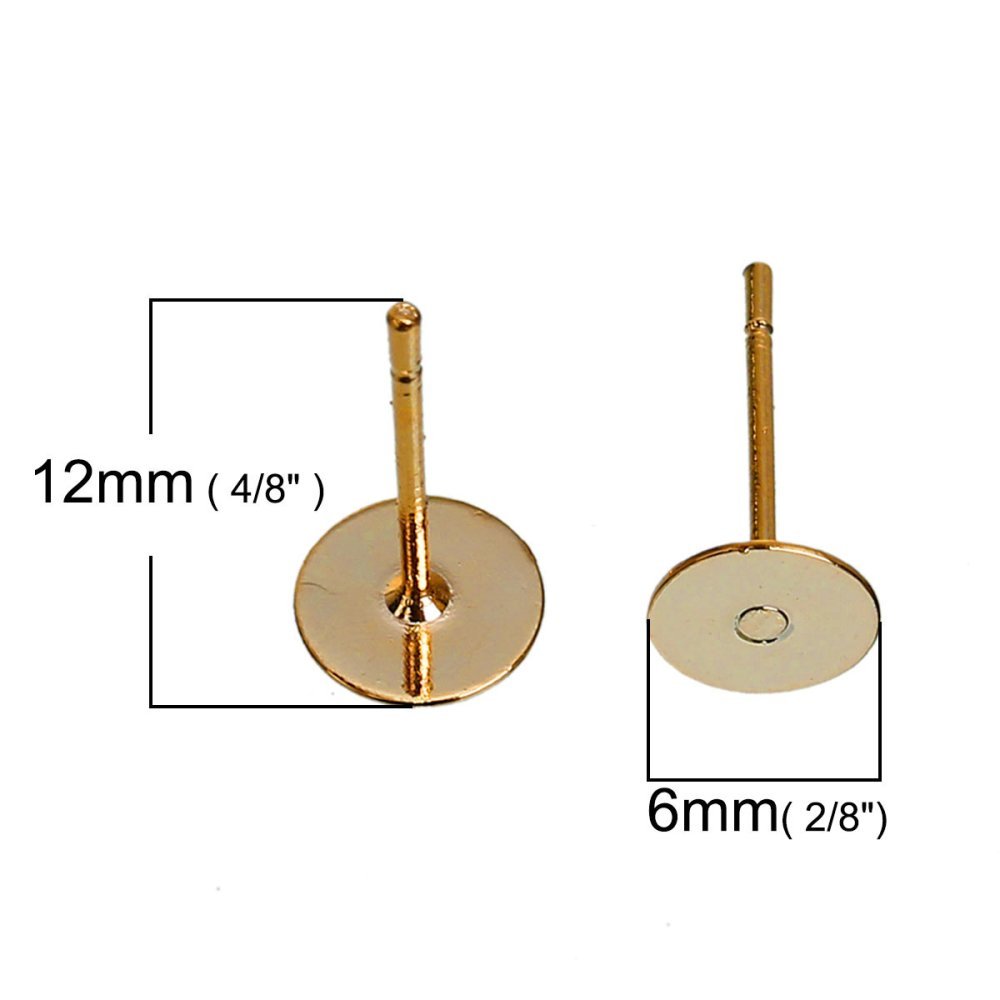 1 Paar Ohrringe Chip rund Plateau 6 mm vergoldet 14K Nr. 01