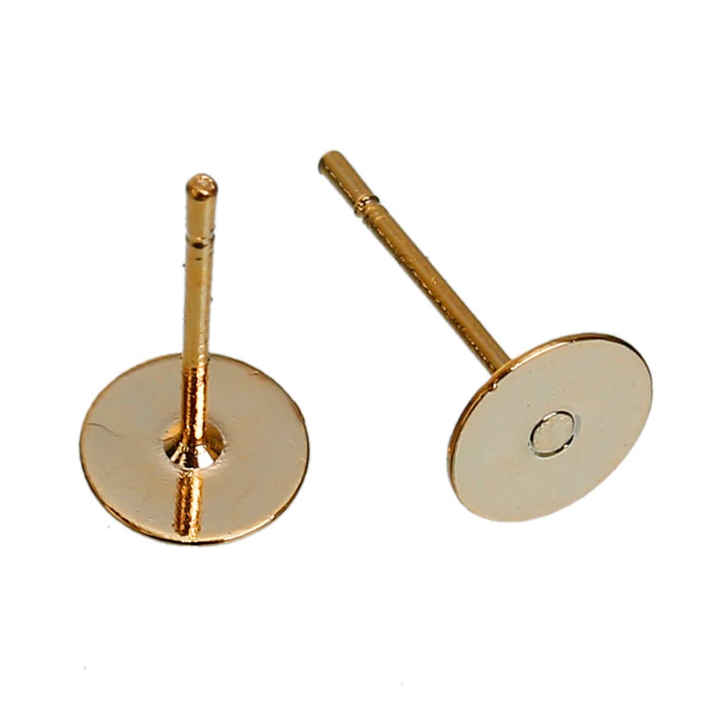 1 Paar Ohrringe Chip rund Plateau 6 mm vergoldet 14K Nr. 01