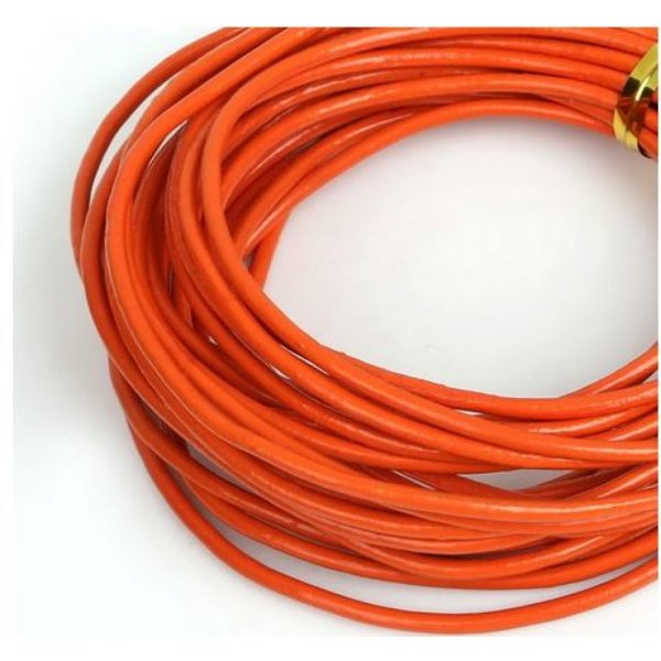 1 Meter Rundkordel Glattleder Orange 2 mm